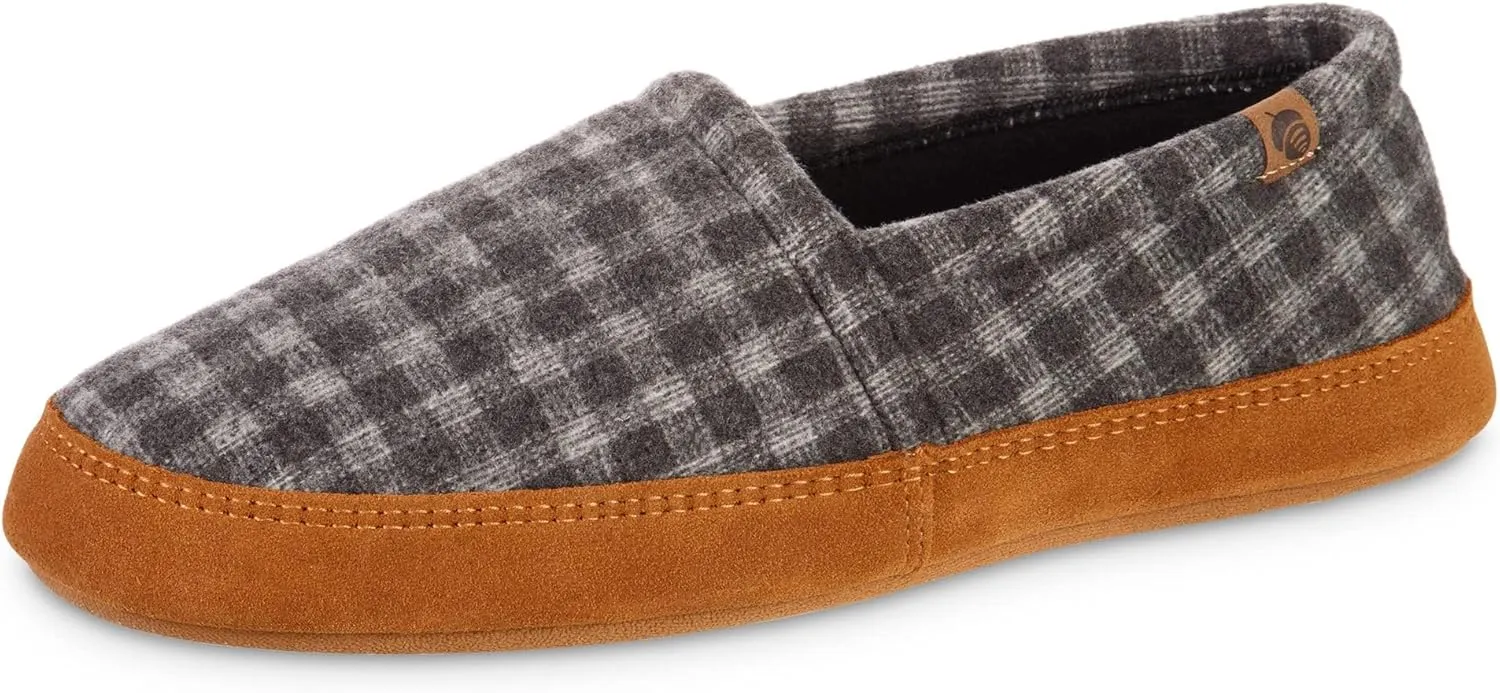 Acorn Men's Slippers with Memory Foam Insole Suede Sidewall and Rubber Outsole