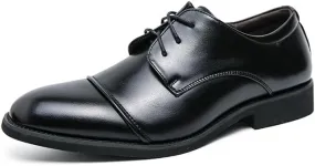 HuitJours Men Brogues Wingtip Lace up Classic Black Dress Shoes Derby Gatsby Prom Fashion Oxford