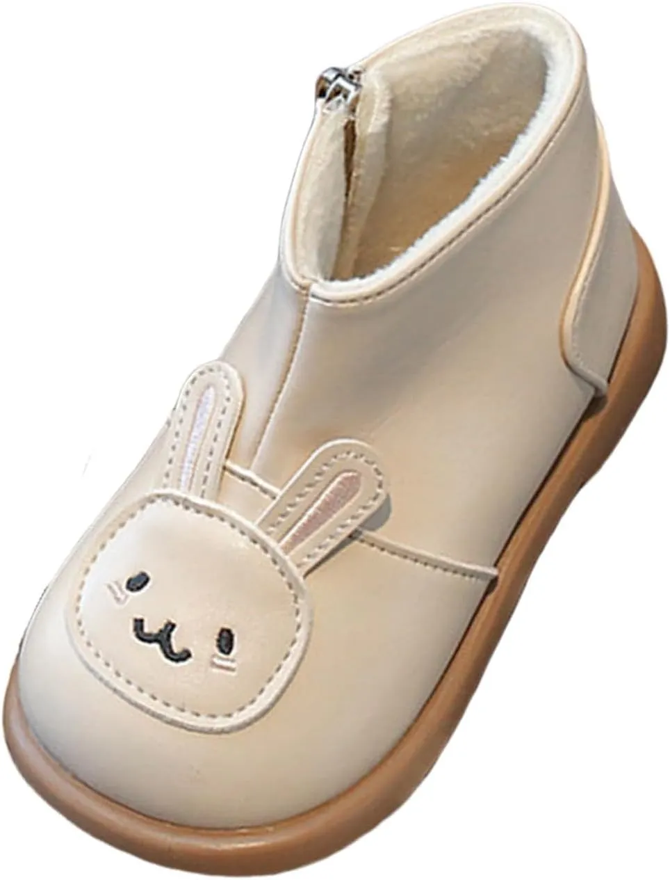 Infant Toddler Girls Cute Rabbit Platform Ankle Boots Round Wide Toe Leather Fleece Warm Non Slip Tn Boots for Girls