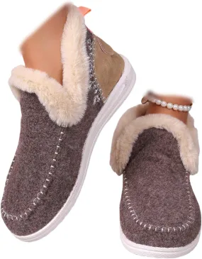 Lausiuoe Boots For Women Ankle Booties Warm Snow Winter Boots Fur Lined Casual Fashion Trendy Anti-Slip Loafers Shoes 2024