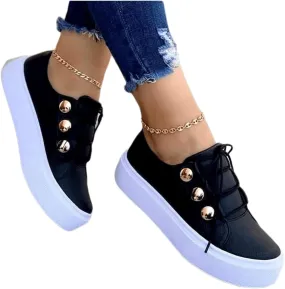Lausiuoe Sneakers For Women Walking Shoes Slip On Leather Sneakers Casual Fashion Lightweight Comfortable Flat Loafers
