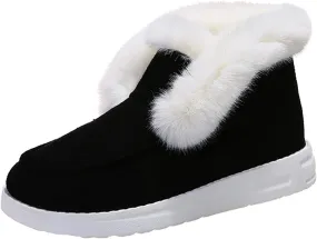 Lausiuoe Winter Boots For Women Fashion Snow Boots Warm Fur Lined Ankle Booties Casual Trendy Outdoor Fuzzy Loafers Shoes