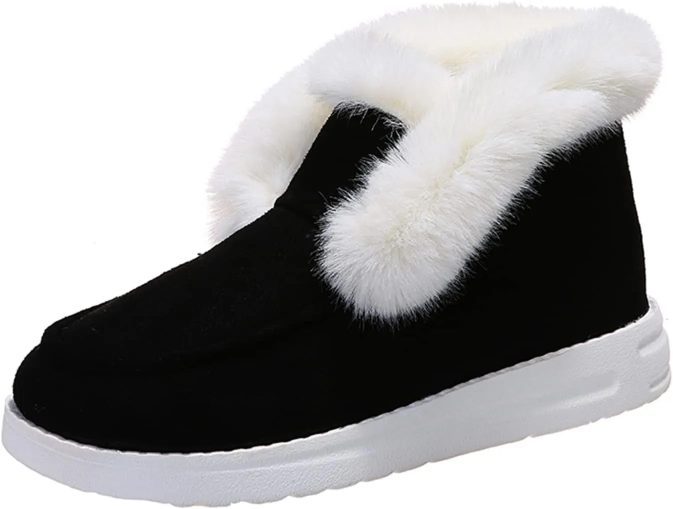 Lausiuoe Winter Boots For Women Fashion Snow Boots Warm Fur Lined Ankle Booties Casual Trendy Outdoor Fuzzy Loafers Shoes