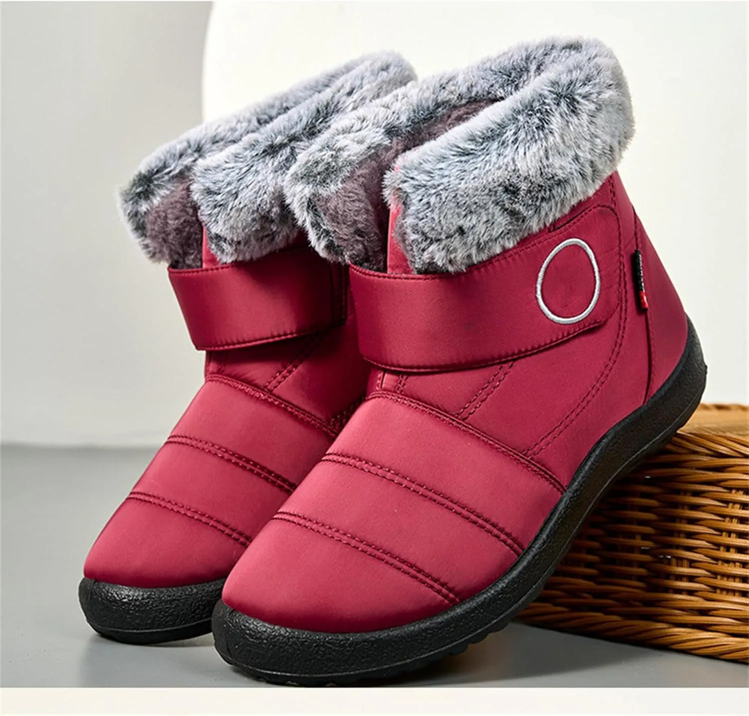 Lausiuoe Winter Boots For Women Waterproof Snow Non Slip Warm Fur Lined Waterproof Ankle Boots Outdoor Comfortable Shoes