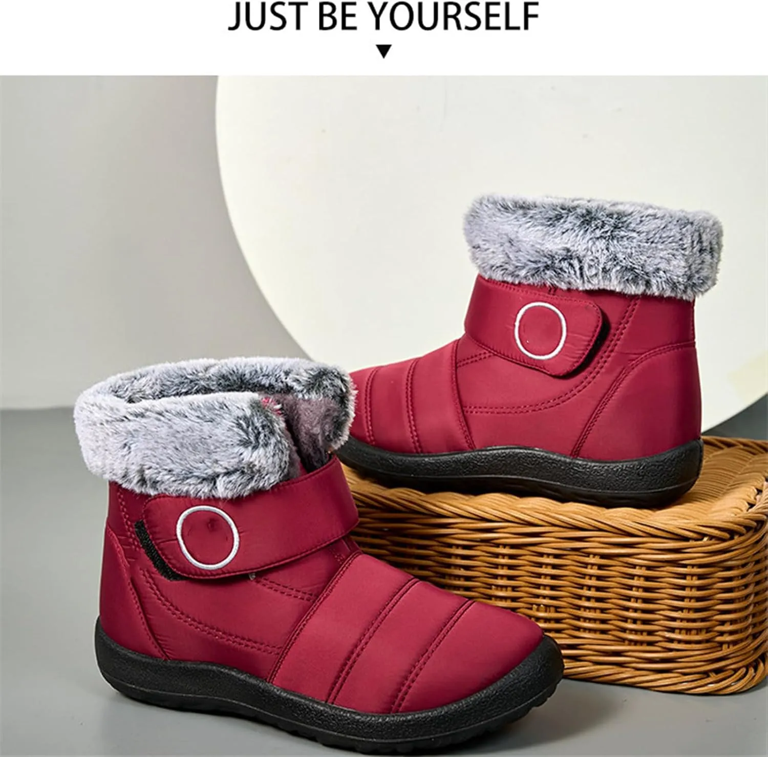 Lausiuoe Winter Boots For Women Waterproof Snow Non Slip Warm Fur Lined Waterproof Ankle Boots Outdoor Comfortable Shoes