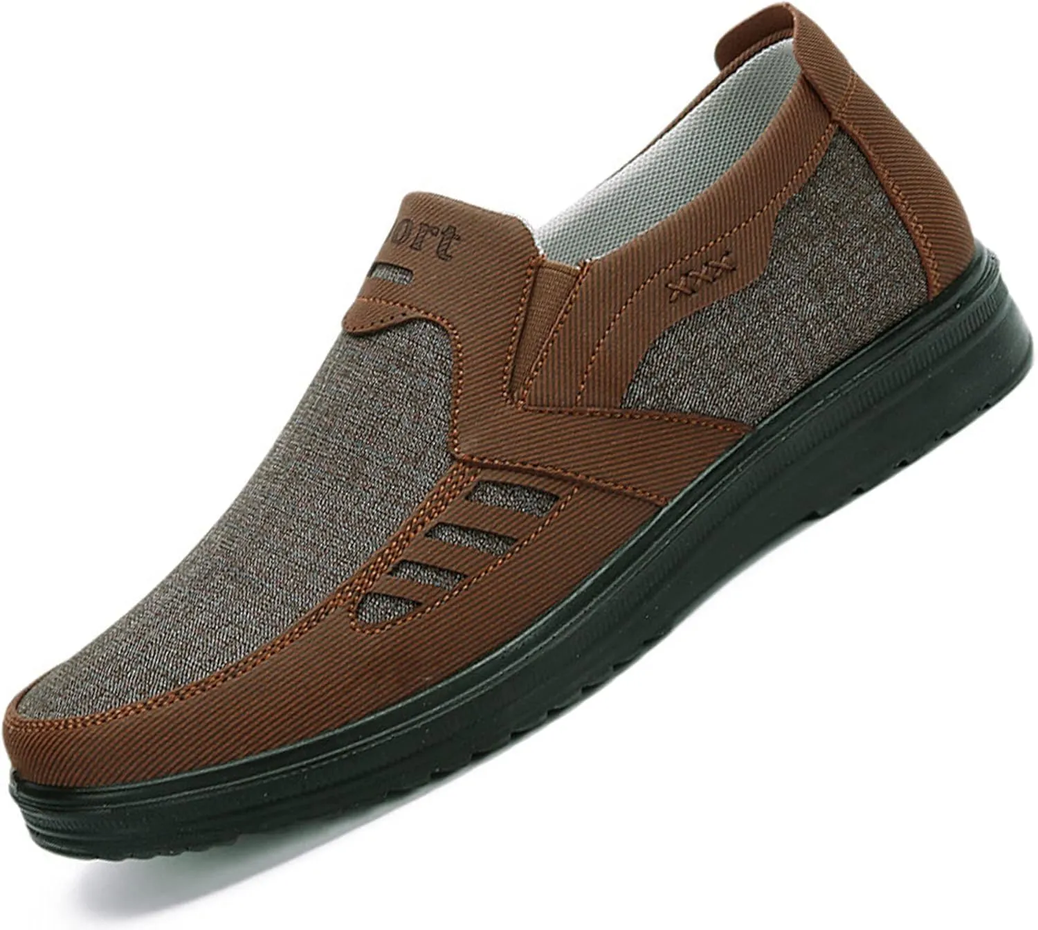 Mens Canvas Walking Slip On Loafer Casual Dimleen Orthopedic Pain Relief Round Toe Breathable Soft Bottom Flats Work Boat Shoe