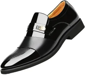 Men's Classic Leather Dress Shoes Slip-On Business Pointed Toe Non-Slip Softsole Loafers Casual Driving Oxford Shoes