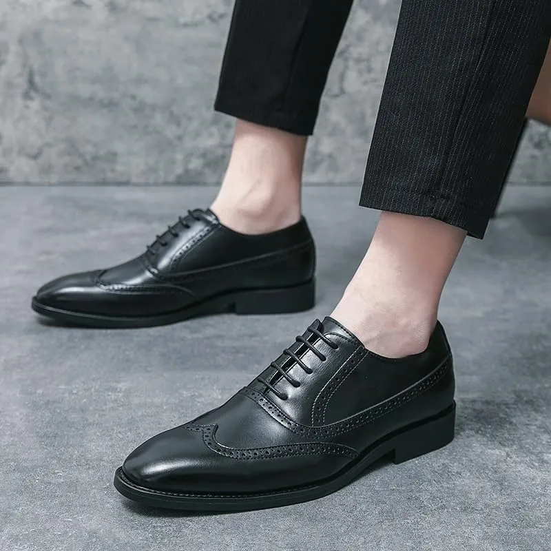 Men's Lace Up Brogues, Classic Oxford Leather Dress Shoes for Men Lace Up Breathable Office Shoes Wedding Footwear