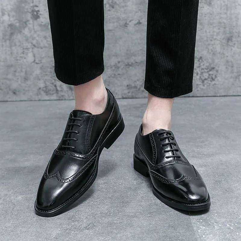Men's Lace Up Brogues, Classic Oxford Leather Dress Shoes for Men Lace Up Breathable Office Shoes Wedding Footwear