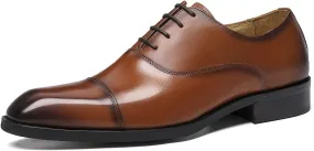 Santimon Men's Oxfords Formal Dress Genuine Leather Derby Modern Cap Toe Classic Fashion Business Casual Tuexdo Wedding Prom Comfortable Shoes for Men