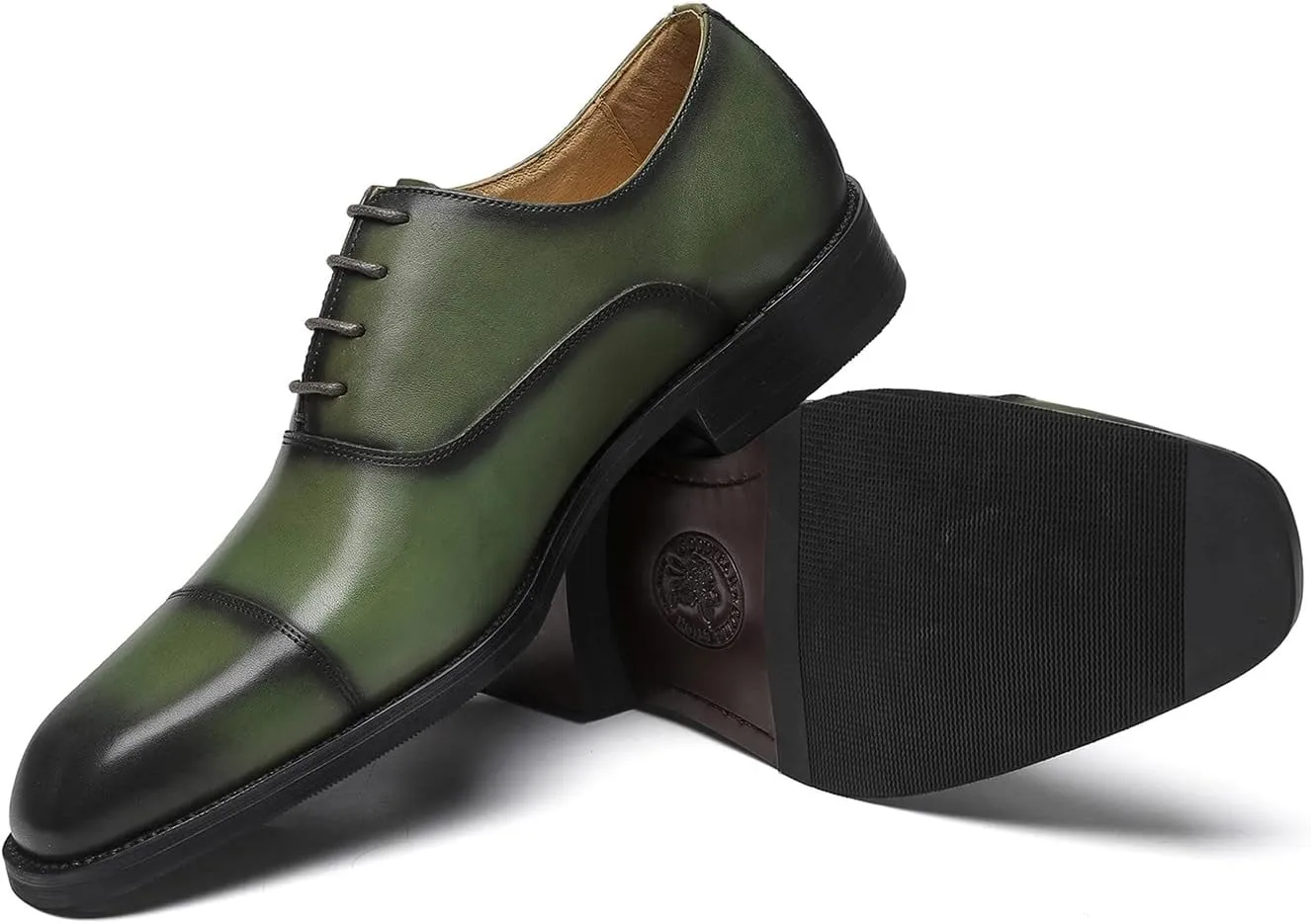 Santimon Men's Oxfords Formal Dress Genuine Leather Derby Modern Cap Toe Classic Fashion Business Casual Tuexdo Wedding Prom Comfortable Shoes for Men