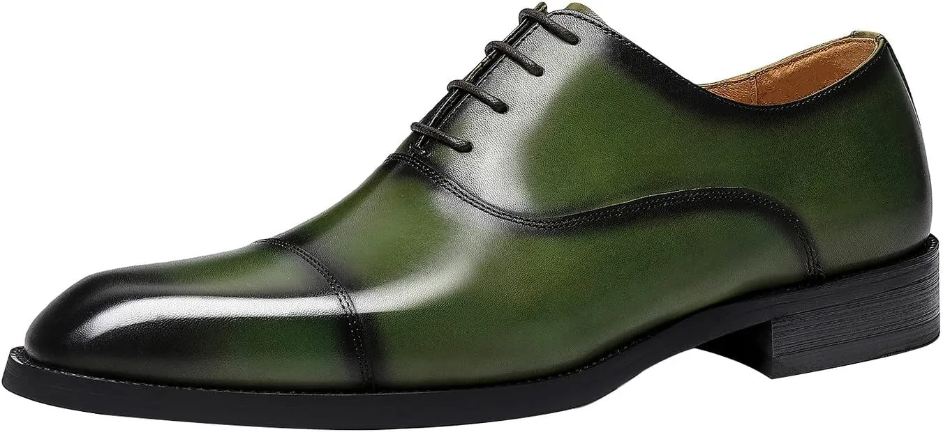 Santimon Men's Oxfords Formal Dress Genuine Leather Derby Modern Cap Toe Classic Fashion Business Casual Tuexdo Wedding Prom Comfortable Shoes for Men