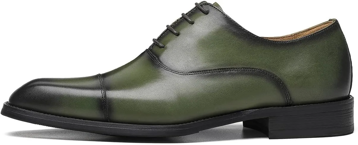 Santimon Men's Oxfords Formal Dress Genuine Leather Derby Modern Cap Toe Classic Fashion Business Casual Tuexdo Wedding Prom Comfortable Shoes for Men