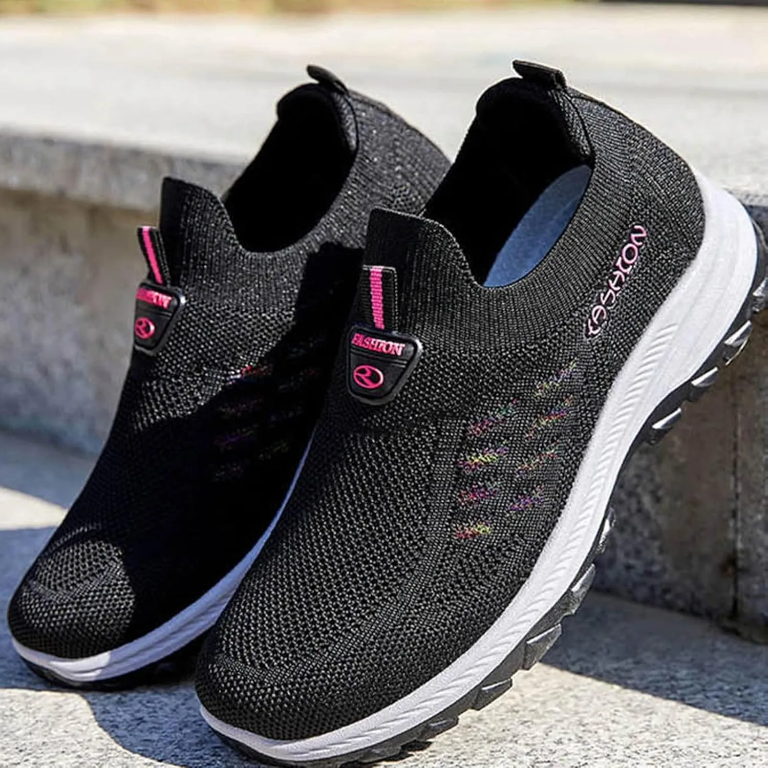 Women's Slip on Athletic Walking Shoes Air Cushion Orthopedic Sneakers with Arch Support Business Office Shoe