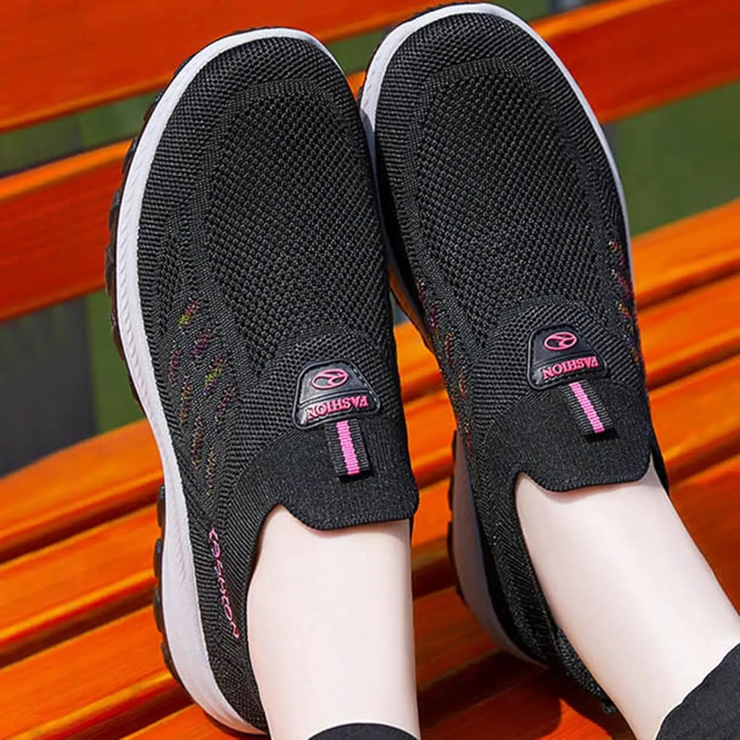 Women's Slip on Athletic Walking Shoes Air Cushion Orthopedic Sneakers with Arch Support Business Office Shoe