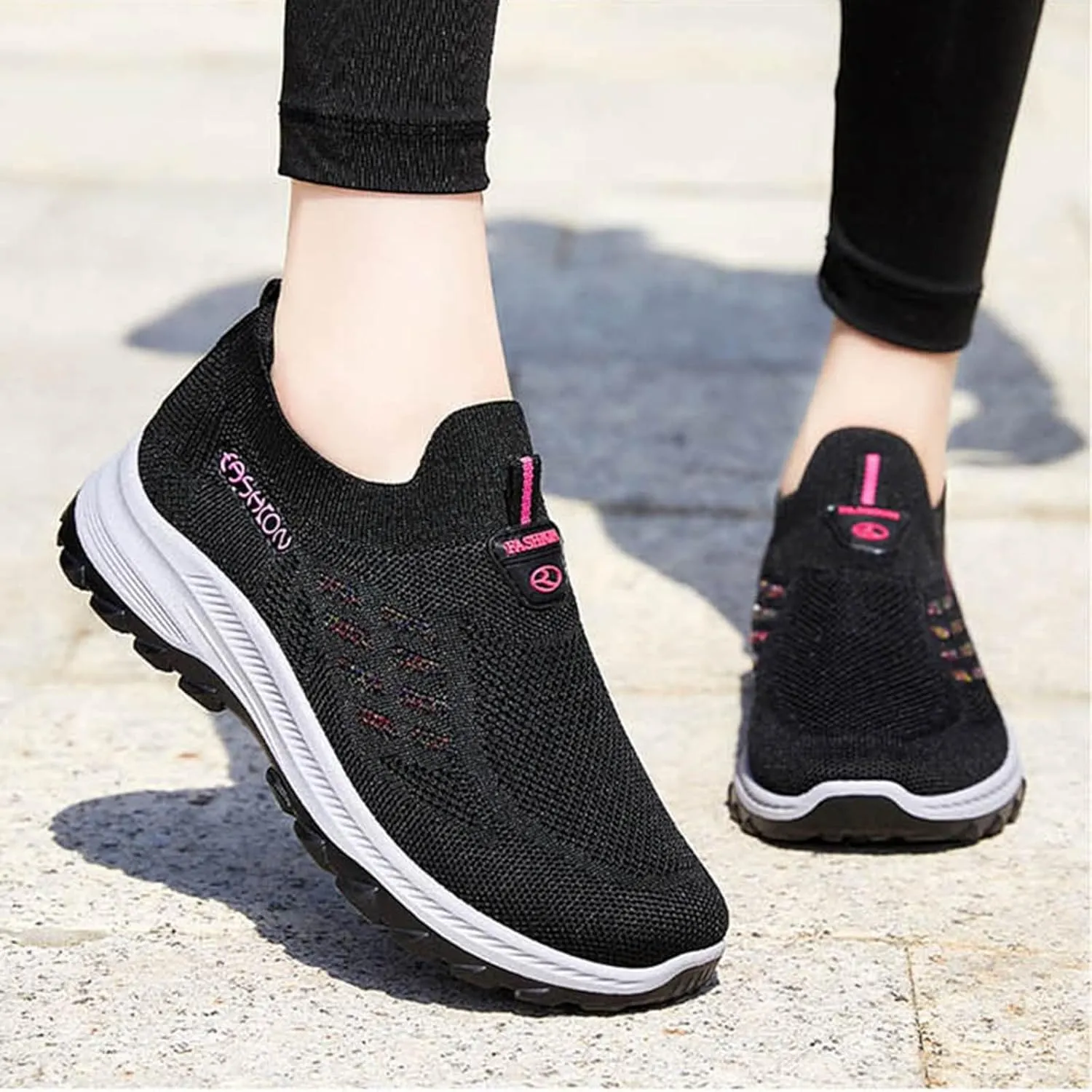 Women's Slip on Athletic Walking Shoes Air Cushion Orthopedic Sneakers with Arch Support Business Office Shoe
