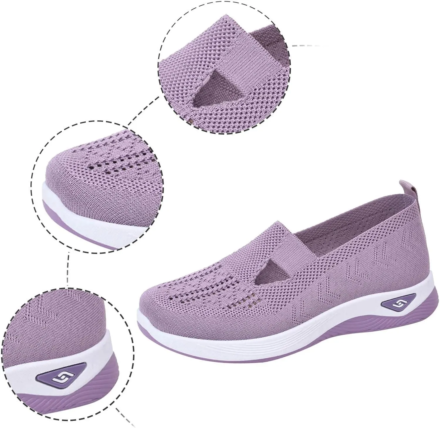 Womens Walking Shoes Sock Sneakers Knit Upper Non Slip Shoes Breathable Lightweight Mesh Platform Athletic Shoes