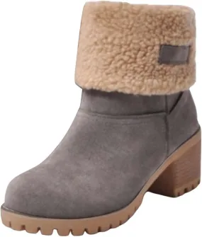 Womens Wide Winter Warm Snow Boots Weather Comfortable And Womens Boots Wide Calf Plush Lined Walking Shoes (Grey, 10)